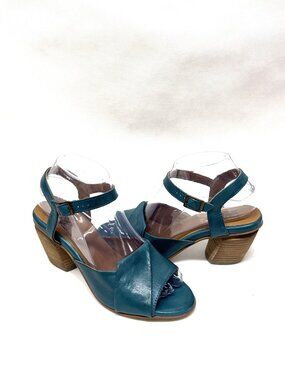 MIZ MOOZ ATTIE WOMEN'S  LEATHER HEELED SANDALS EMERALD  37EU / 7US # T-03